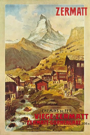 Chemins de fer Viege - Zermatt et Zermatt - Gornergrat 1898 poster
